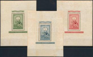 1951 80 éves a magyar bélyeg blokksor (51.000) (rozsda) / Mi 20-22 blocks (stain)