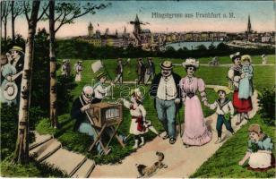 1906 Frankfurt am Main, Pfingstgruss / view, montage with people
