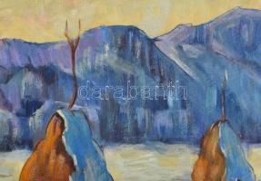 Kádár Géza jelzéssel: Téli táj. Olaj, karton. Fakeretben. 36×50 cm