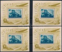 1948 4 db Lánchíd II. blokk (140.000) (ráncok, gumihibák) / 4 x Mi 13 block (creases, gum disturbances)