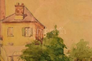 Vén jelzéssel: Város víz alatt. Akvarell, papír. Üvegezett fakeretben. 19×26 cm