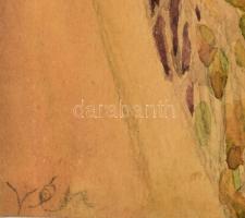 Vén jelzéssel: Város víz alatt. Akvarell, papír. Üvegezett fakeretben. 19×26 cm