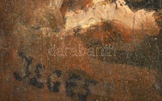 Jeges jelzéssel: Táj. Olaj, karton. Kissé sérült. Dekoratív fakeretben. 29×49 cm