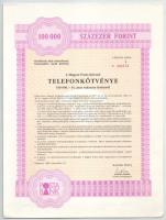 1988-1989. Budapest "Magyar Posta Körzeti Telefonkötvénye" 100.000Ft-ról szelvényekkel (4x...