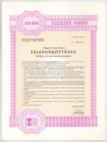 1988-1989. Budapest "Magyar Posta Körzeti Telefonkötvénye" 100.000Ft-ról szelvényekkel (4x...