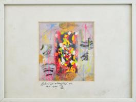 Rubint Ávrahám Péter (1958-): Színes kép (cím nélkül). Művészi nyomat, papír, jelzett, számozott (4/100), üvegezett keretben, 10,5×10 cm