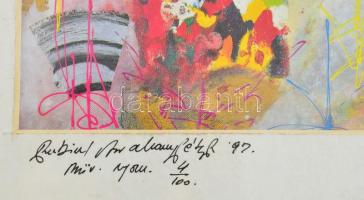 Rubint Ávrahám Péter (1958-): Színes kép (cím nélkül). Művészi nyomat, papír, jelzett, számozott (4/...