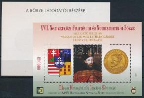 2013 XVII. Nemzetközi filatéliai és numizmatikai börze emlékív pár azonos sorszámmal, alap + ajándék