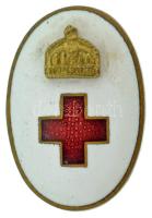 1910 k. "Koronás Vöröskereszt" kisméretű zománcozott bronz jelvény (23x16mm) T:AU