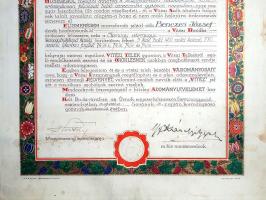 [Oklevél] Nagybányai vitéz Horthy Miklós kormányzó és gróf Károlyi Gyula miniszterelnök saját kezű a...