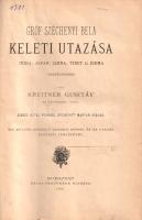 Kreitner Gusztáv:  Gróf Széchenyi Béla keleti utazása India, Japan, China, Tibet és Birma országokban. 200 művészi kivitelű eredeti képpel és az utazás átnézeti térképével. Budapest, 1882. Révai Testvérek kiadása [Deutsch ny.] XVI + 1028 p. + 1 térkép (színes, kihajtható). Egyetlen kiadás. Gustav Kreitner (1847-1893) osztrák térképész beszámolója Széchenyi Béla magyar főrend 1877-1880 között lezajlott ázsiai utazásáról. Az expedíció vezetője, Széchenyi Béla Lóczy Lajos és a szerző társaságában hajózott Indiába, majd a jávai szigetvilág érintésével Kína keleti partjait, Japánt, majd a szárazföldi Kínán áthaladva elérték a mongol és a tibeti határt. A felfedező csapat eredeti szándéka szerint Tibeten keresztül jutott volna vissza Indiába, ám a tibeti hatóságok tiltása miatt kelet felé kellett kerülniük, így végül a Kék-folyó mentén, majd Burmán keresztül jutottak vissza hajójukhoz. Az oldalszámozáson belül igen gazdag képanyaggal ellátott utazási beszámoló egzotikus kultúrákként örökíti meg az érintett országokat, a néprajzi megfigyelésekben gazdag beszámoló előszeretettel emlékezik meg a furcsaságokról, előítéletekről és az individualista szemlélő számára felfoghatatlan társadalmi jelenségekről is; beszámolónk egyszerre figyeli meg a bürokrácia összetettségét és az országok technikai elmaradottságát, ám a keleti építőművészet, képzőművészet és előadó-művészet nívóját kétségtelenül elismeri. A címlapon apró hiány, két levélen apró sérülés. Aranyozott gerincű, enyhén kopott korabeli félvászon kötésben. Jó példány.
