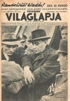 [Folyóirat] A Dolgozók Világlapja politikai hetilap gazdagon illusztrált, rendkívüli különszáma Szálasi Ferenc és háborús bűnös társainak hazaszállítása alkalmából. Szerkeszti: Erdődy János. I. évfolyam, 1. rendkívüli szám. (1945. október 5.) Budapest, 1945. Forrás Nyomdai Műintézet és Kiadóvállalat Rt. 7 + [1] p. Az 1945 augusztusában indult, kommunista irányzatú politikai hetilap, a Dolgozók Világlapja első rendkívüli, illusztrált lapszáma leplezetlen örömmel nyugtázza a nyugaton elfogott háborús bűnösök hazaszállítását, illetve őrizetbe vételüket. Az őrizetbe vétel fotóanyaga előtt (minősítő jelzőkkel nem fukarkodó képaláírásokkal kísért) válogatás a Horthy-adminisztráció és a Szálasi-rezsim vezetőinek diplomáciai, politikai és rekreációs fotóanyagából. Fűzve. Jó példány.