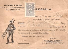 [Aprónyomtatvány] Kulcsár László kéményseprő mester két, aláírt, illetékbélyeggel ellátott kéménysep...