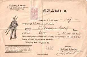 [Aprónyomtatvány] Kulcsár László kéményseprő mester két, aláírt, illetékbélyeggel ellátott kéménysep...