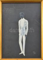 Olvashatatlan jelzéssel: Divat- vagy jelmezterv. Vegyes technika, papír. Üvegezett fakeretben. 41,5x30 cm