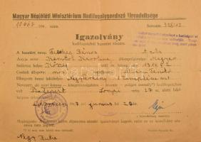 1947 Hadifogoly igazolvány