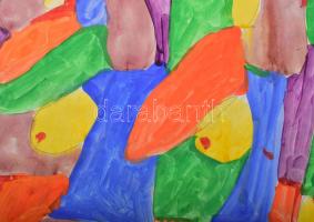 Csepeli Németh Miklós (1934-2012): Társaság, 1999. Akvarell, papír, jelezve jobbra lent. 41x59 cm