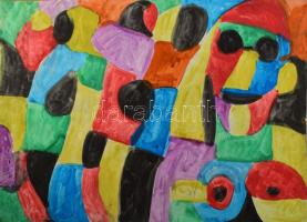 Csepeli Németh Miklós (1934-2012): Társaság. Akvarell, papír, jelezve jobbra lent. Lapszéli apró szakadással. 41x59 cm.