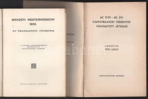 Magyar Sakkvilág Könyvtára 2 kötete: Nemzeti mesterverseny 1932. 75 válogatott játszma. A mesterek k...