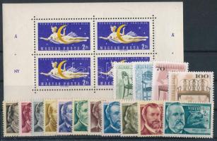 Kis tétel stecklapon, benne 1961 Vénusz-rakéta kisív törött láb lemezhibával + 1954 Tudósok és 1999 Antik bútorok összesen 15 db bélyeg