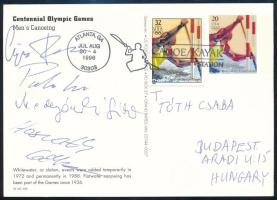 1996 Csipes Ferenc, Pulai Imre, Horváth Csaba olimpiai bajnok kajakosok autográf aláírsa az atlantai olimpiáról