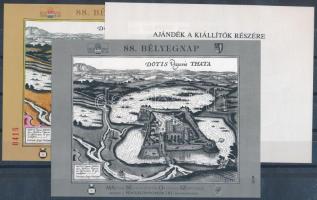 2015 88. Bélyegnap Tata 3 db-os emlékív garnitúra, közte 2 db hátoldali felirattal