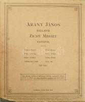 Arany balladái Zichy Mihály rajzaival IV. köt. [Címlapon: Arany János Kilencz balladája. Zichy Mihály rajzaival.] IV. kötet: Tengeri hántás - Éjféli párbaj - Méh románcza - Vörös rébék - Endre királyfi - Szőke Panni - Szibinyányi Jank - Árva fiú - Egri leány. Facsimile kiadás. E kiadásban úgy a képek, mint a balladák szövege, mellyet Zichy Mihály saját kezével írt le, az eredetinek vonásról vonásra hű (fac-simile) hasonmásai. Bp.,[1897.], Ráth Mór, (Hornyánszky Viktor-ny.), [58] p.+ 2 t. Arany János balladái Zichy Mihály illusztrációival e díszkiadásban összesen négy, egyenként önálló kötetben jelentek meg. Példányunk a sorozat negyedik kötete. Kiadói dúsan aranyozott egészvászon díszkötésben, aranyozott lapélekkel, kiadói papír védőborítóban, sérült, foltos kiadói kartontokban, kissé foxing foltos lapokkal, a papír védőborító kissé szakadt, foltos, a hátoldalán sérült és részben hiányos, de a hátoldal hiánya meg van [benne a könyvben], 45x38 cm. Szép, gyűjtői állapotban.