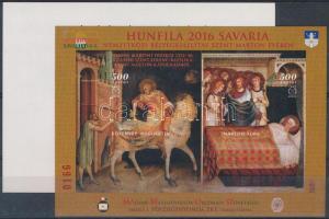 2016 HUNFILA Savaria 89. Bélyegnap 2 db emlékív, az egyik "A KIÁLLÍTÁS LÁTOGATÓI RÉSZÉRE" hátoldali felirattal