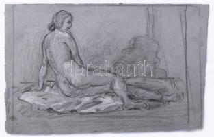 Jelzés nélkül, XX. sz. eleje: Női akt. Vegyes technika, papír, bal alsó sarkában apró folttal, 16×25 cm