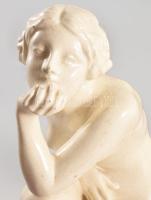 Kisfaludi Strobl Zsigmond (1884-1975): Guggoló akt. Mázas kerámia, jelzett, m: 31 cm /// Zsigmond Ki...