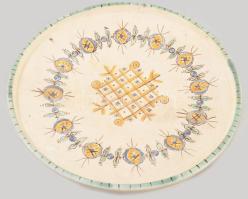 Gorka Iparművészeti Vállalatos kerámia tál. Mázas kerámia, jelzett, hibátlan d: 31 cm