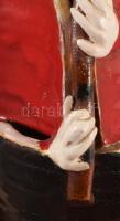 Papp János István (1934-2004): Nagyméretű mázas kerámia figura, kézzel festett, alján jelzett, 40 cm