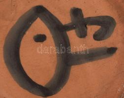 Papp János István (1934-2004): Nagyméretű mázas kerámia figura, kézzel festett, alján jelzett, 40 cm