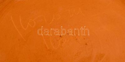 Korom Kati (1953- ): Öttömös címere. Mázas kerámia, jelzett, 20 cm