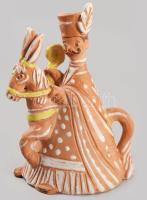 Kovács Margit (1902-1976): Juhász a lován. Színesen festett, engóbozott kerámia. Jelzett, hibátlan.17 cm