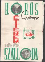 1974 Békés, Körös Gyöngye étterem étlap, hajtva, kis lapszéli sérülésekkel