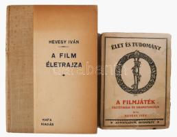 Hevesy Iván: A filmjáték esztétikája és dramaturgiája. Élet és Tudomány. Bp., Athenauem. Kiadói papírkötés, gerinc sérült, kopottas állapotban. + Hevesy Iván: A film életrajza. Bp., HAFA. Kiadói félvászon kötés, kissé kopottas állapotban.