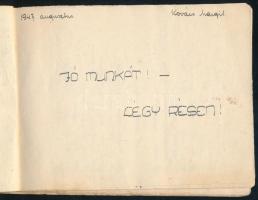 1947 Leánycserkész füzetke, 36 kézzel írt oldalon cserkész- és egyéb dalok szövegeivel, kissé foltos...