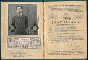 1940 Magyar Cserkészszövetség által kiállított fényképes igazolvány