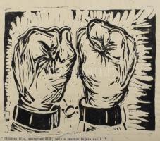 Locher Angéla: Petőfi illusztrációk. Linómetszet, papír, Jelzett a nyomaton, karton lapon. 25x18 cm,...