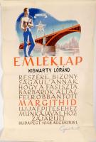 1948 Emléklap a Margit híd újjáépítésében való részvételért, Kismarty-Lechner Loránd (1883-1963) építész, Kismarty-Lechner Jenő fivére, Lechner Ödön unokaöccse részére Gerő Ernő közlekedési miniszter nyomtatott aláírásával. Hajtva 29x43 cm