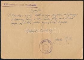 1944 Bp., M. kir. budapesti 1. honvéd élelmező raktár által kiállított nyugta a raktár főpénztárába befizetett 200.000P összegről