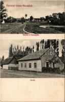 Visonta, Hevesvisonta, Heves-Visonta; részlet a községből, iskola. Fogyasztási szövetkezet kiadása (fl)