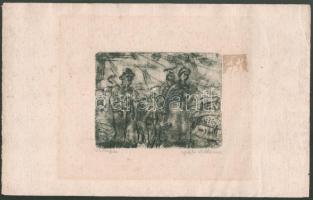 Apáti Abkarovics Béla (1888-1957): Hazafelé. Rézkarc, papír, jelzett, kissé foltos, 12×16 cm