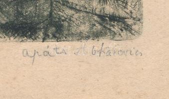 Apáti Abkarovics Béla (1888-1957): Hazafelé. Rézkarc, papír, jelzett, kissé foltos, 12×16 cm