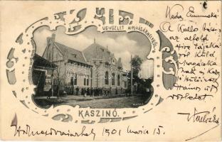1901 Hódmezővásárhely, Kaszinó. Reisz bazár kiadása, Plohn J. műterméből. Art Nouveau (fa)