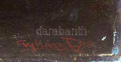 Olvashatatlan jelzéssel: Csendélet ékszerládikával. Olaj, karton. Apró felületi sérülésekkel. 32x38 ...