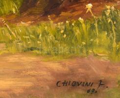 Chiovini jelzéssel: Erdei sétány. Olaj, farost. 42x60 cm