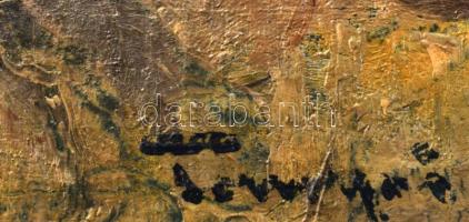 Tornyai jelzéssel: Vonuló társaság. Olaj, vászon. Vakráma nélkül. Törésnyomokkal (korábban feltehető...