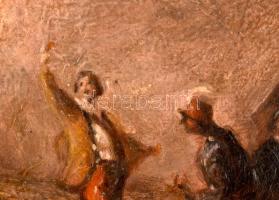 Rudnay Gyula (1878-1957): Vándorszínészek. Olaj, karton, jelzett, restaurált, apró felületi sérülése...